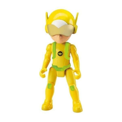 Figura Jia Petronix Defenders de fato amarelo e capacete, vista de frente