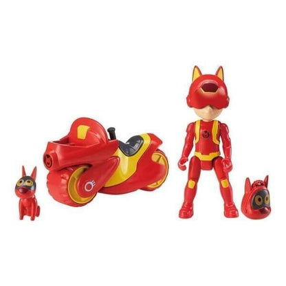 Conjunto Petronix Defenders: mota Pet Mobile, figura Matt e Pup-E