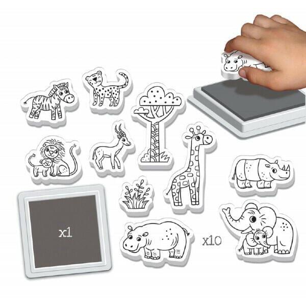 Apresentamos Carimbos Animais da Savana com o SKU 711300623 recomendado para + 3 anos