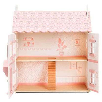 Casa de bonecas Sofia aberta com escada e dois andares