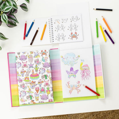 Páginas do Como desenhar Verão Divertido com polvo e caranguejo desenhados