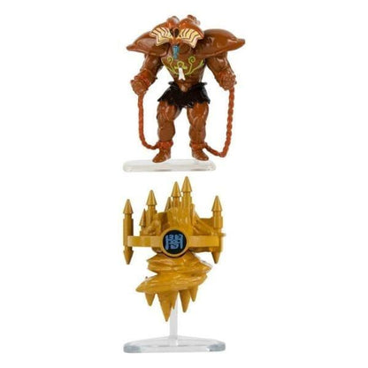 Figuras Yu-Gi-Oh Exodia e Castle of Dark Illusions dourado em bases transparentes