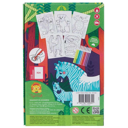 Verso da caixa do Conjunto Colorir Animais com zebra e desenhos