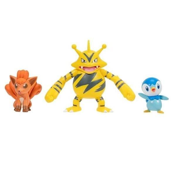 Conjunto Pokémon - Piplup, Electabuzz & Vulpix - Brincatoys