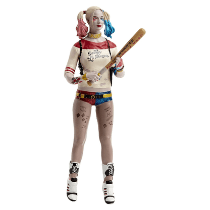 Figura Harley Quinn Suicide Squad com taco de basebol e cabelo bicolor