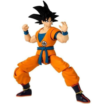 Figura Dragon Ball Goku de fato laranja em pose de combate