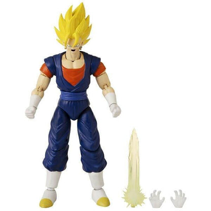 Figura Super Saiyan Vegito de cabelo dourado, com efeito de energia e mãos extra