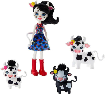 Enchantimals Boneca Cambrie com três vacas de brincar