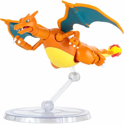 Charizard Pokémon Select em voo sobre suporte transparente