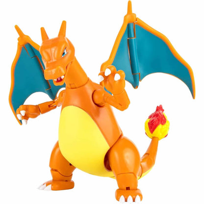 Figura Pokémon Select Charizard de asas abertas e cauda em chama
