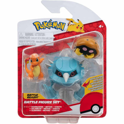 Figuras Batalha Pokémon Charmander Metang e Kabuto - Brincatoys