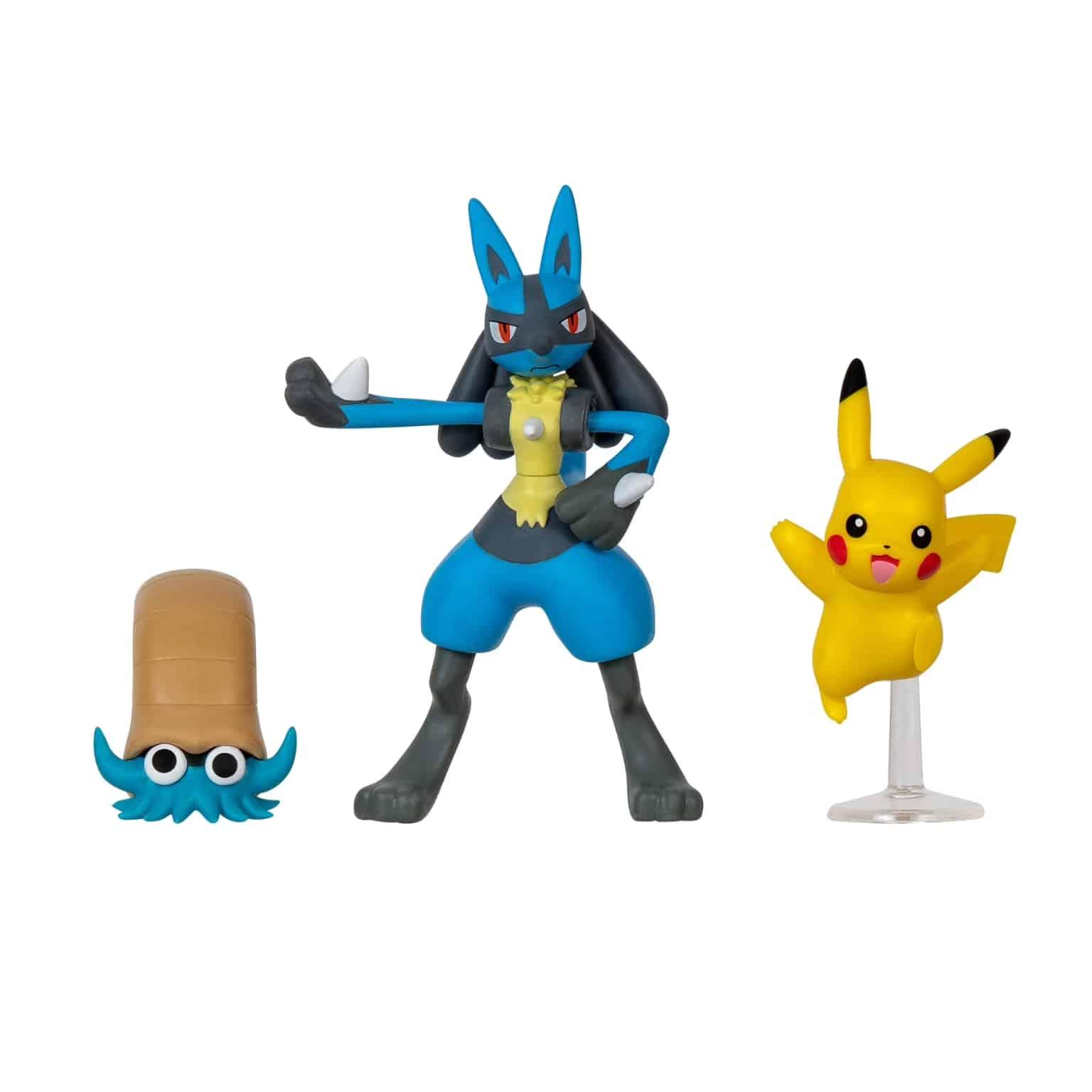 Figuras de batalha Pokémon – Omanyte, Pikachu e Lucario - Brincatoys