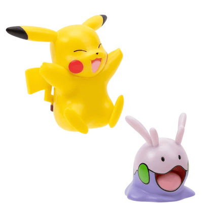 Figuras Pokémon Pikachu amarelo e Goomy lilás