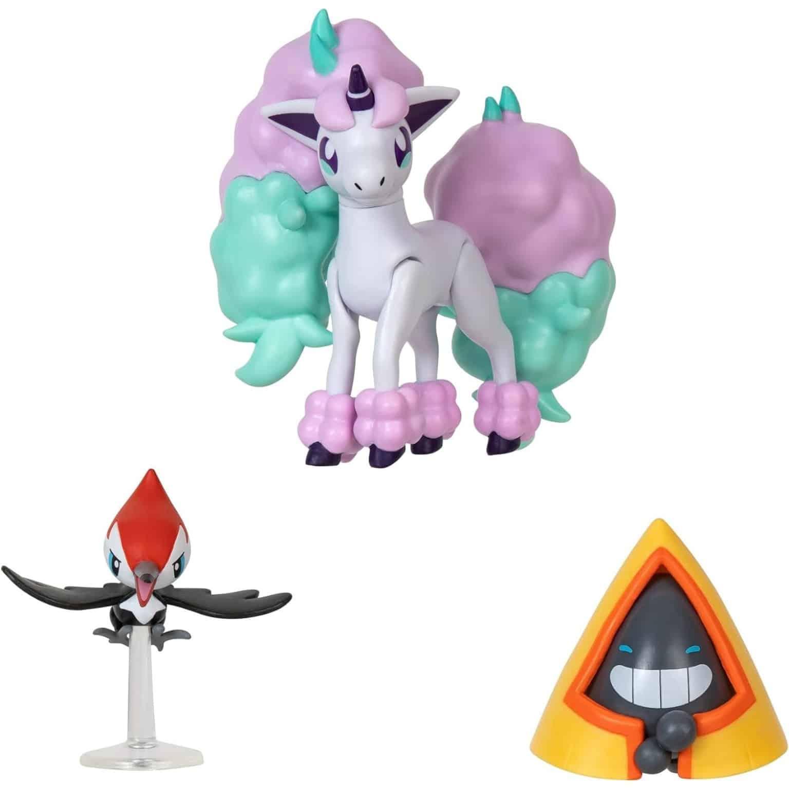 Figuras de Batalha Pokémon - Pikipek, Galarian Ponyta e Snorunt - Brincatoys