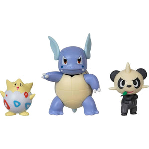 Figuras de Batalha Pokémon - Togepi, Wartortle e Pancham - Brincatoys