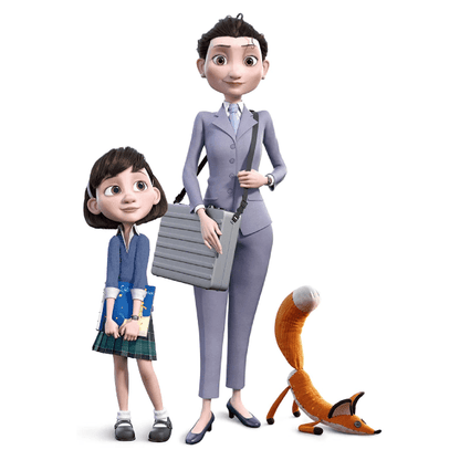 Figuras Little Prince (pack A): menina, mulher de fato cinzento e raposa