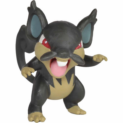 Figura Pokémon Alolan Rattata preta de boca aberta