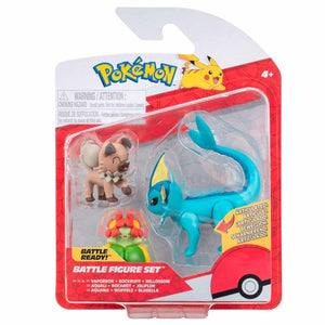 Apresentamos Figuras Batalha Pokémon - Rockruff, Bellossom, Vaporeon com o SKU 23304824 recomendado para + 4 anos
