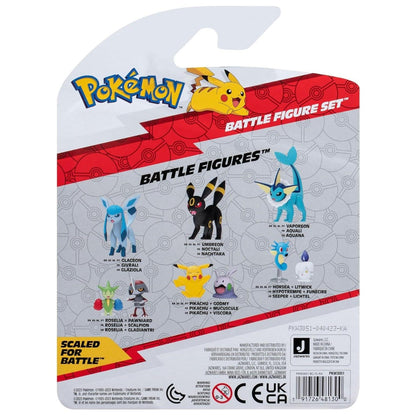Parte de trás da embalagem Figuras de Batalha Pokémon