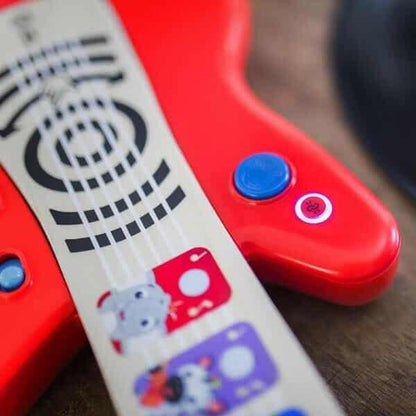 Guitarra Magic Touch: pormenor das teclas táteis e do botão azul