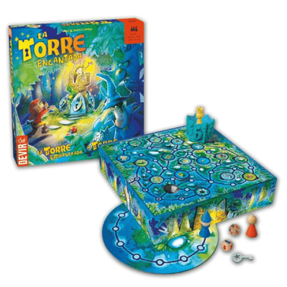 Jogo A torre Encantada com caixa, tabuleiro tridimensional e peças