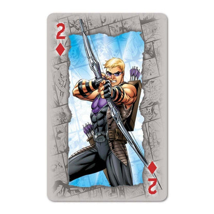 Carta 2 de ouros do baralho Marvel com o Hawkeye