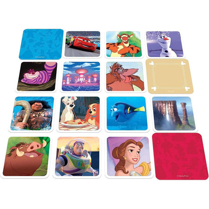 Cartas de imagens do Codenames Disney com personagens como Dory, Buzz e Bela em grelha