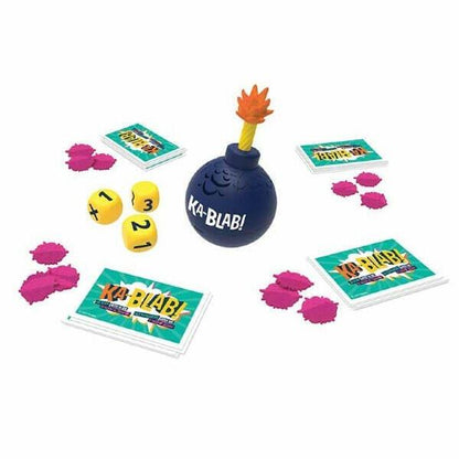 Bomba, cartas, dados e fichas do Jogo Ka-Blab!