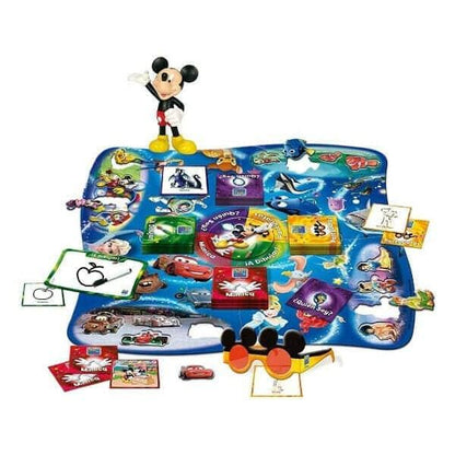 Tabuleiro do Jogo Party & Co Disney com figura do Mickey, cartas e peças