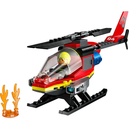 LEGO City Helicóptero de Resgate dos Bombeiros: helicóptero montado com piloto e chamas
