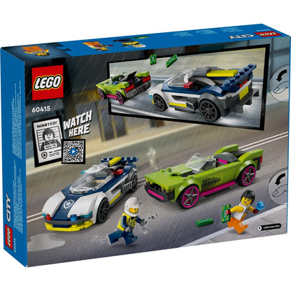 Parte de trás da caixa LEGO City Perseguição de Carro da Polícia a Muscle Car