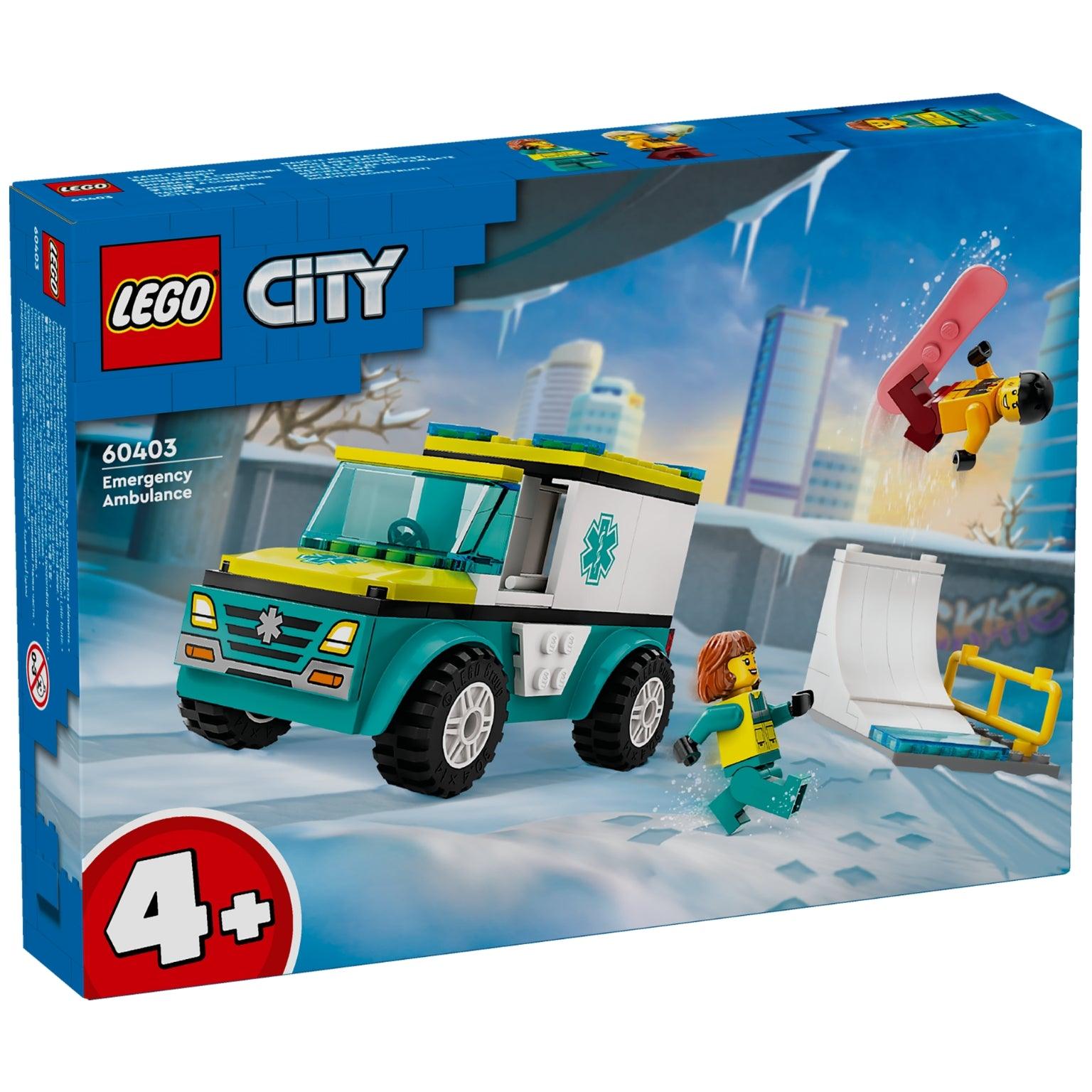 Lego City Ambulância de Emergência e Snowboarder - Brincatoys