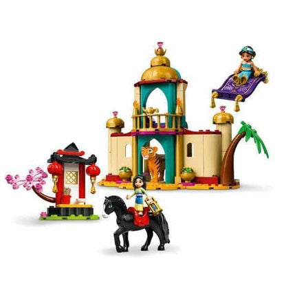 LEGO Disney A Aventura de Jasmine e Mulan montado com palácio, cavalo e tapete