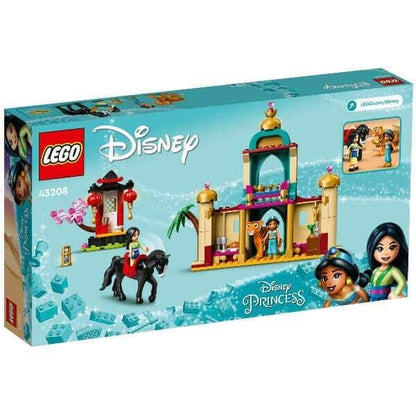 Parte de trás da caixa LEGO Disney A Aventura de Jasmine e Mulan
