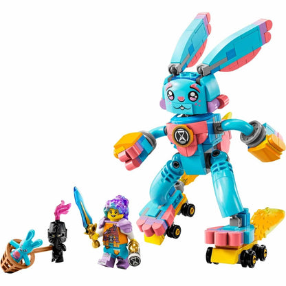 LEGO DREAMZzz coelho Bunchu azul montado com minifiguras de Izzie
