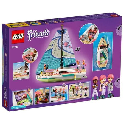Parte de trás da caixa LEGO Friends Aventura em Barco à Vela da Stephanie