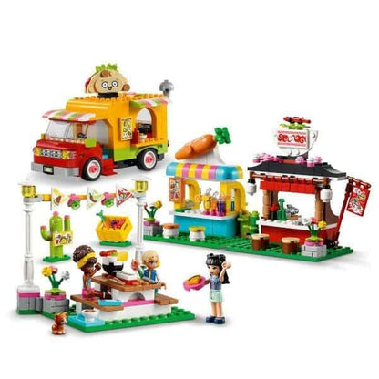 LEGO Friends Mercado de Comida de Rua montado com carrinha de tacos