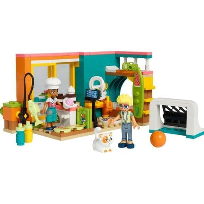 LEGO Friends Quarto do Leo montado com minifiguras e baliza