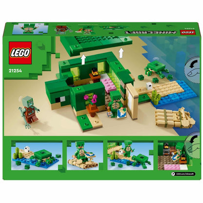 Parte de trás da caixa LEGO Minecraft 21254 com funções do conjunto