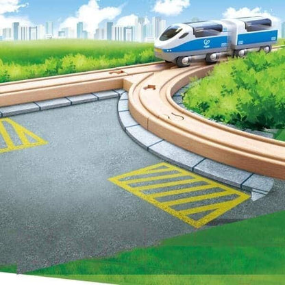 Linhas Retas para Pista de Comboio com comboio azul e branco