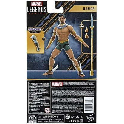 Parte de trás da caixa Marvel Legends Namor