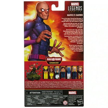 Parte de trás da embalagem Marvel Legends X-Men Darwin