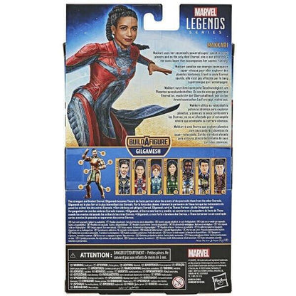 Parte de trás da embalagem Marvel Legends Makkari com a coleção The Eternals