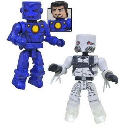 Minimates Stealth Iron Man azul e Ghost branco com peças extra