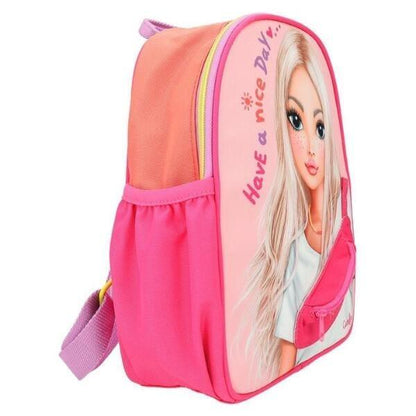 Mochila Top Model vista de lado com bolso de rede