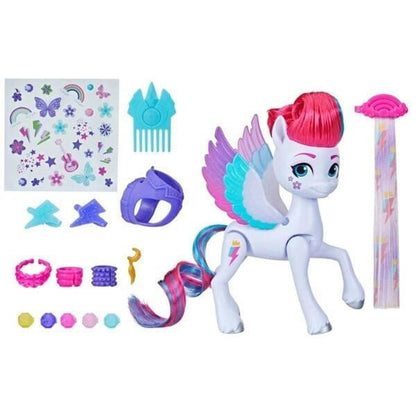 My Little Pony Estilo do Dia Zipp Storm com autocolantes, pente, ganchos e pulseiras