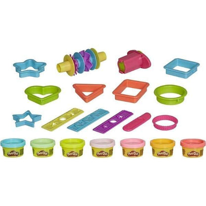 Play-Doh Formas Divertidas: cortadores, rolos e sete potes de plasticina