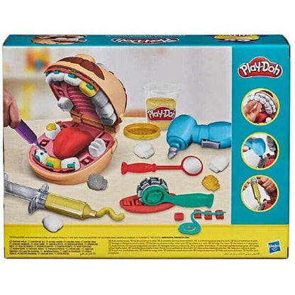 Parte de trás da caixa Play-Doh O Dentista divertido