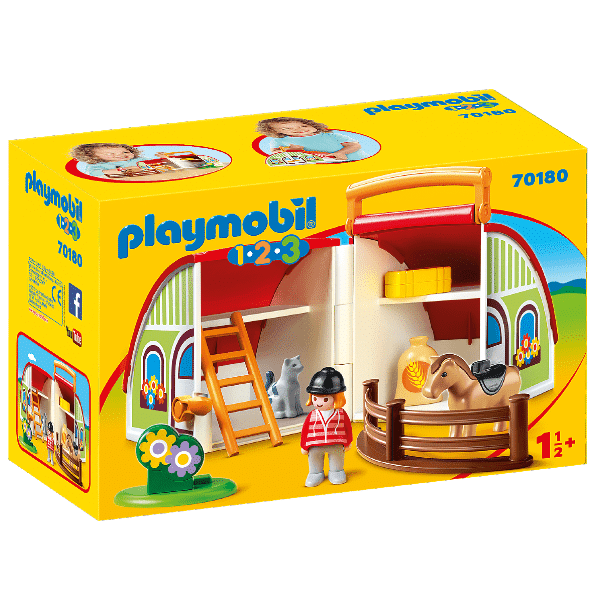Apresentamos Playmobil 1.2.3 Mala Quinta dos Cavalos com o SKU 657018021 recomendado para + 12 meses