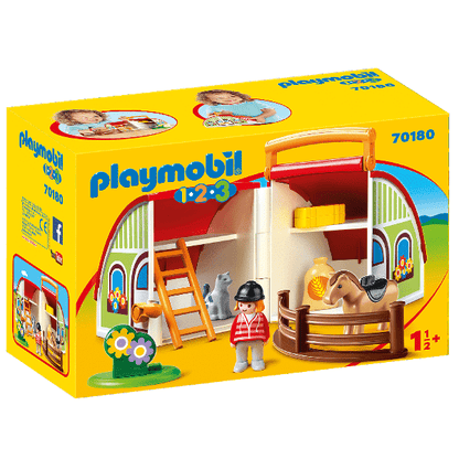 Apresentamos Playmobil 1.2.3 Mala Quinta dos Cavalos com o SKU 657018021 recomendado para + 12 meses